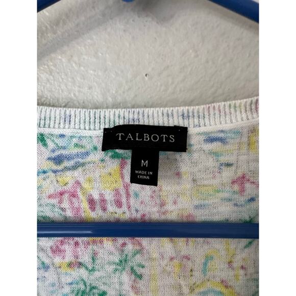 Talbots Santorini Greece Print Cotton Sweater Size Medium - Picture 5 of 6